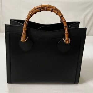 GUCCI Vintage Diana Bamboo Leather Tote XL Black